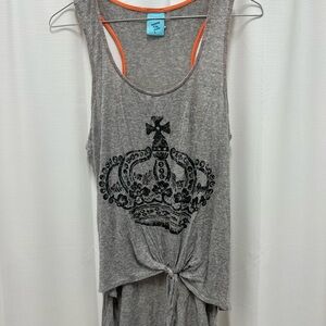 Gray Crown Graphic Tank Top